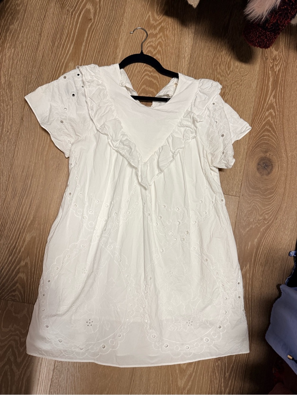 Ellison White Eyelet Ruffle Mini Dress